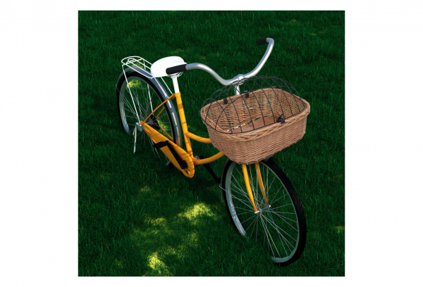 VidaXL Panier Avant De Vélo Avec Couvercle 50x45x35 Cm Saule Naturel – Bild 3